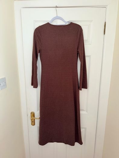 M&S Jersey Cosy Midi Column Dress in Claret - size UK 12