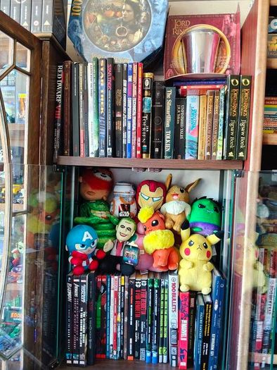 action figure, graphic novel, toys,books, VHS massive collection