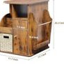Rotating End Table with Storage, Rotating Side Table Living Room, Side Table with Magazine Holder, Basket and Cabinet, Sofa Side Farmhouse End Tables with Open Shelf (Rustic Brown) Image 2