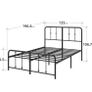 Double Bed Frame with Headboard - 4ft6 (135 x 190 cm) - 14'' Height - Metal Bed Base with Footboard - Steel Slat Support - Easy Assembly - Black Image 4