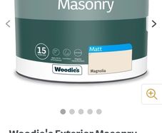 Woodies 15 litre Magnolia Masonry paint.