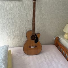 New acoustic fender bass guitar with case and lead