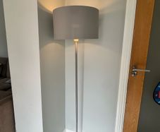 Grey floor lamp chrome base 152cm tall