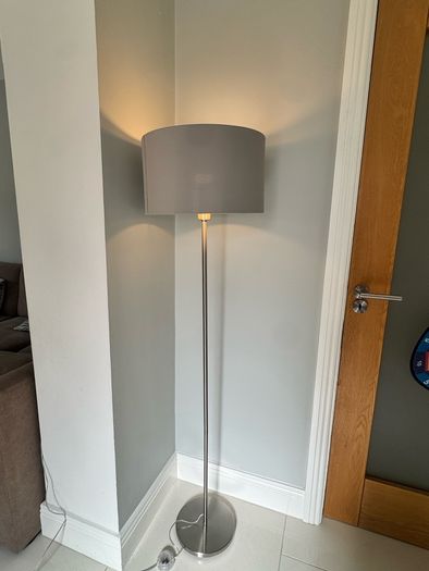 Grey floor lamp chrome base 152cm tall