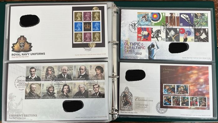 Collection of  78 UK First Day Cover stamps 2007 to 2009 in album