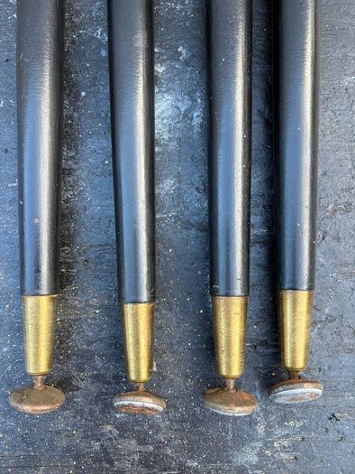 Vintage ebonized turned dansette legs with ajustable feet x4 including fittings c1960