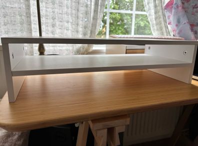 Monitor riser with shelf - white
