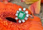 Beautiful 1970s Emerald & Diamond Ring - 18ct White Gold