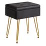 Multifunctional Storage Vanity Stool with Flip Tabletop, Adjustable Metal Legs & PU Leather - 40x30x48cm Ottoman Footrest for Makeup, Living Room, Entryway, Black Image 2