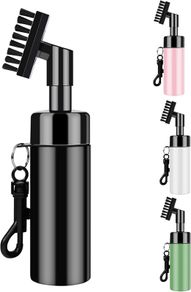 Golf Club Brush Groove Cleaner with Built-in Water Spray and Hook, Groove Cleaning Brush for Golf Ball Club, Black