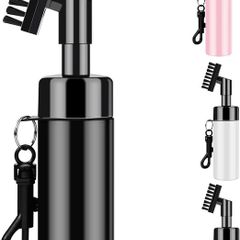 Golf Club Brush Groove Cleaner with Built-in Water Spray and Hook, Groove Cleaning Brush for Golf Ball Club, Black