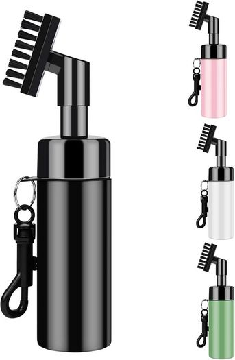 Golf Club Brush Groove Cleaner with Built-in Water Spray and Hook, Groove Cleaning Brush for Golf Ball Club, Black