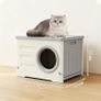 Waterproof Cat House Outdoor & Indoor, Semi-Enclosed HDPE Cat Shelter with Detachable Base - All-Weather Outdoor Cat Shelterfor Small Cats, Dogs, 54x41x31cm Image 2
