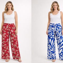 Ladies Red / Blue Satin Trousers / Lounge wear: size 12-14 / 14-16