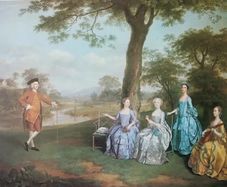 An Original Rare Antique Print from Picture Relics - Edward Rookes Leeds and his family by ARTHUR DEVIS (1760)
