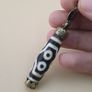 Vintage 6 Eyes Hiamalyan Tibetan Agate Bead Brass Pendant Image 8