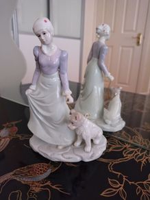 Vintage Figurine of Girl Walking Dog