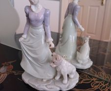 Vintage Figurine of Girl Walking Dog