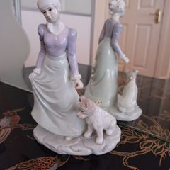 Vintage Figurine of Girl Walking Dog