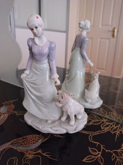Vintage Figurine of Girl Walking Dog