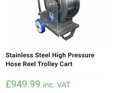 Stainless Steel High Pressure Hose Reel Trolley Cart