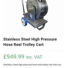 Stainless Steel High Pressure Hose Reel Trolley Cart