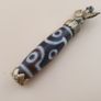 Vintage 6 Eyes Hiamalyan Tibetan Agate Bead Brass Pendant Image 7