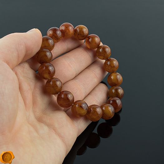 Luxury Orange Baltic Amber Beaded Stretchy Bracelet for Men Women Perfectly Rounded 12mm Genuine Amber Beads Jewellery Bracelet for Men Women