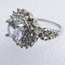 Vintage 925 Sterling Silver Flower Cz Cluster Ring size U - 5,4g Image 6