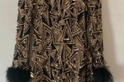 Sequin dress with fur