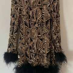 Sequin dress with fur