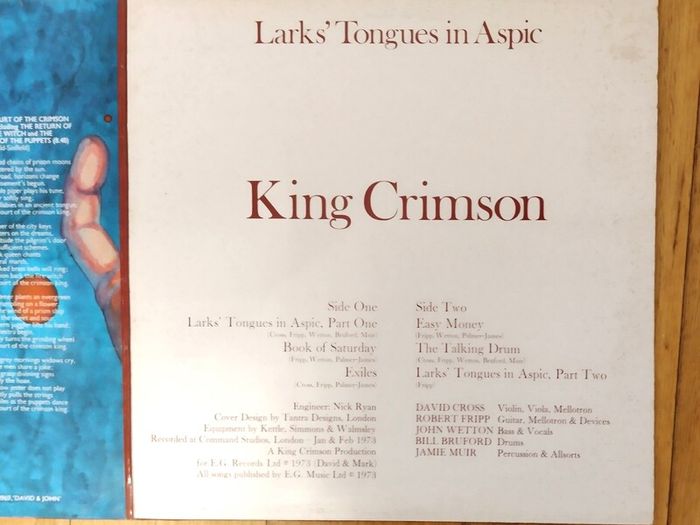 2Lp.King Crimson "In The Court Of The Crimson King" + "Larks Tongues in Aspic". Original UK.Double edition.Excellent cond.