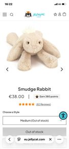New JELLYCAT Smudge Rabbit