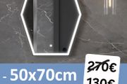 LED Bathroom Mirror 50x70cm Antifog Black Frame
