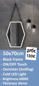 LED Bathroom Mirror Demister Black Frame