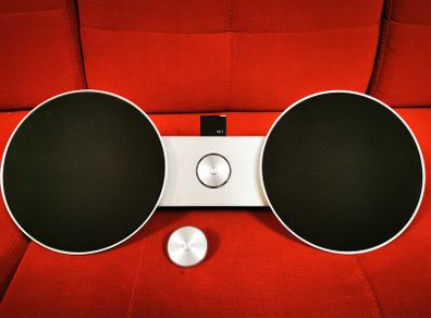 Bang & Olufsen BeoSound 8 premium Speaker System with Original Remote and Bluetooth adapter.