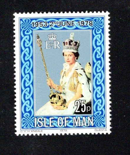 1978 Isle of Man 25th Anniversary of Coronation Commemorative Stamp Mint Never Hinged (MNH)