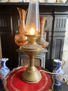 Vintage Brass oil lamp converted to  electric