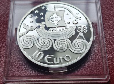 Ireland Silver Proof 2011 10 Euro Explorers Series St. Brendan The Navigator coin in Capsule