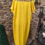 Yellow Egyptian sequinned embellished maxi kaftan Image 7