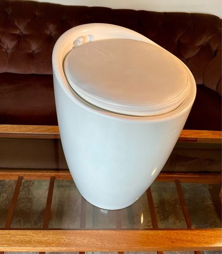 Wenko Rare Y2K Storage Stool Seat with White Faux Leather Lid