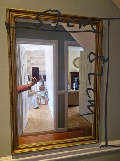 large glass gold mirror