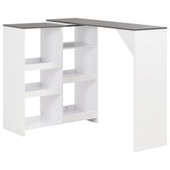 Bar Table with Moveable Shelf White 138x40x120 cm