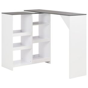 Bar Table with Moveable Shelf White 138x40x120 cm