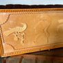 Vintage Pretty Greek Handmade Wooden Glass Top Drinks Cocktail Tea Tray Historic Grecian Motifs 1970s Image 4