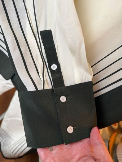 SIR. Garden Stripe 100% Silk Shirt & Trousers Set UK 10/12