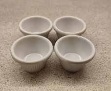 Set of 4 White Porcelain Ramekins / Sauce Pots (Oven Safe)