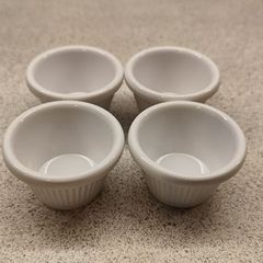 Set of 4 White Porcelain Ramekins / Sauce Pots (Oven Safe)