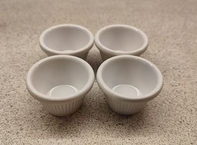 Set of 4 White Porcelain Ramekins / Sauce Pots (Oven Safe)