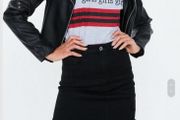 Black bodycon stretch denim distressed skirt